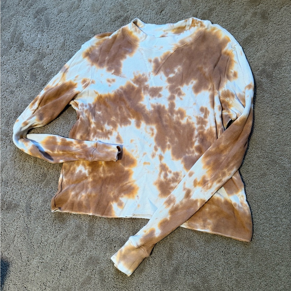 MATE the Label Tie-Dye Long Sleeve Tee - Brown and White